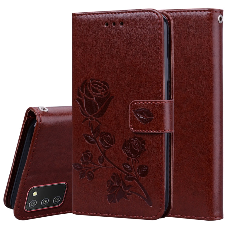 For Samsung Galaxy A03s 164mm Rose Embossed Leather Phone Case
