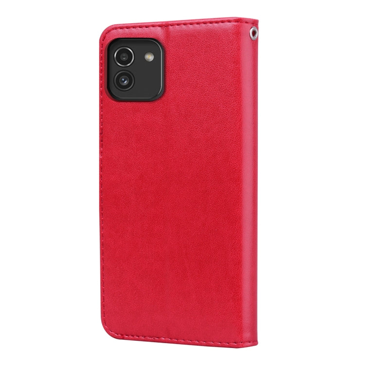 For Samsung Galaxy A03 164mm Rose Embossed Leather Phone Case