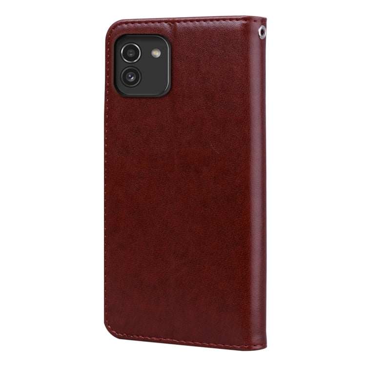 For Samsung Galaxy A03 164mm Rose Embossed Leather Phone Case