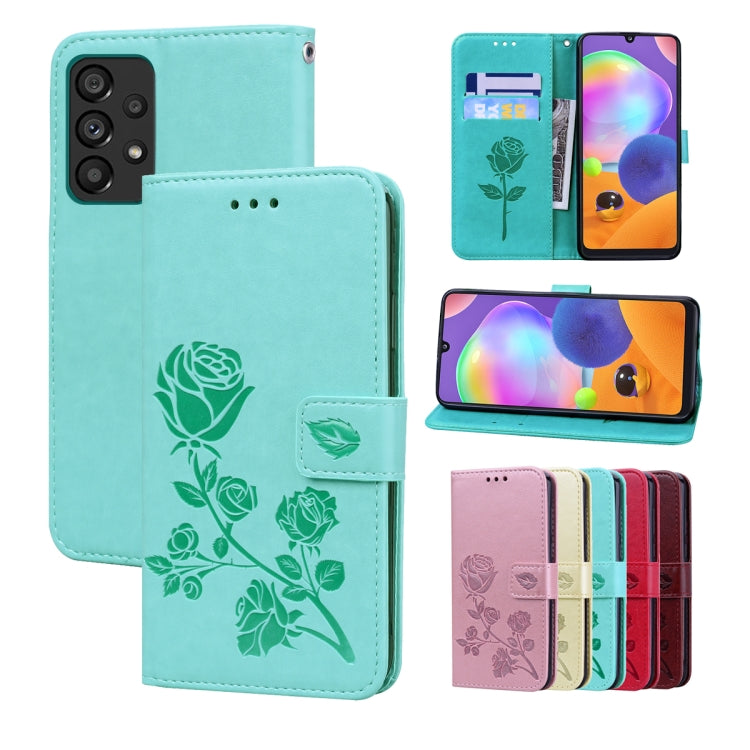 For Samsung Galaxy A33 5G Rose Embossed Leather Phone Case