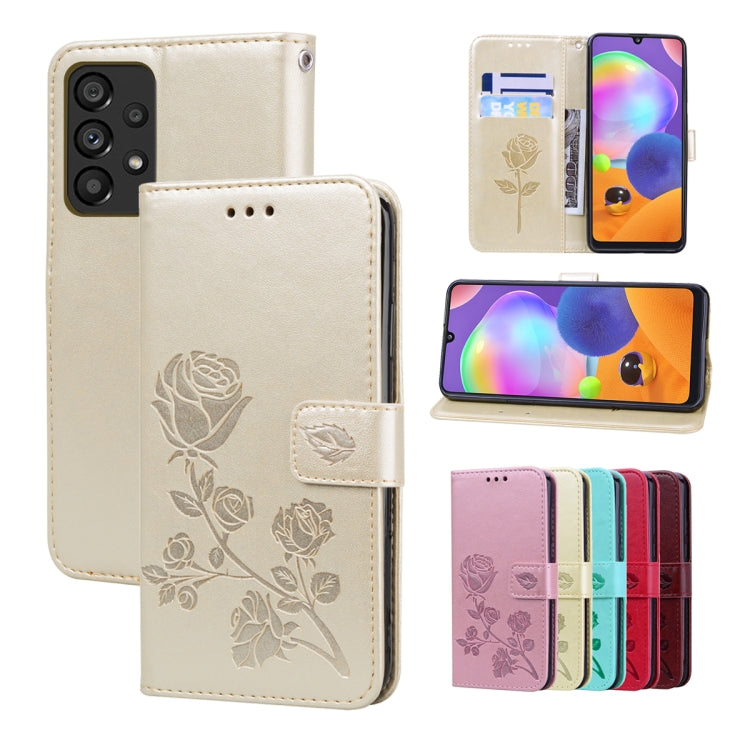 For Samsung Galaxy A33 5G Rose Embossed Leather Phone Case