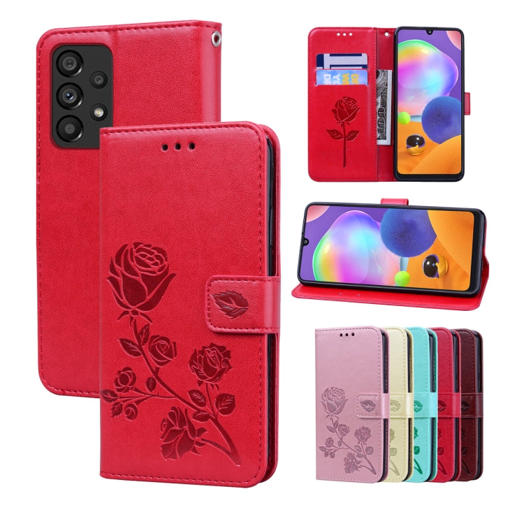 For Samsung Galaxy A53 5G Rose Embossed Leather Phone Case
