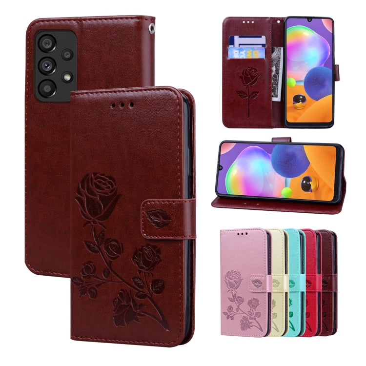 For Samsung Galaxy A53 5G Rose Embossed Leather Phone Case