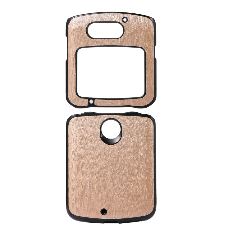 For Motorola Moto Razr 5G Wood Texture PU Phone Case
