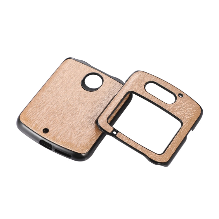 For Motorola Moto Razr 5G Wood Texture PU Phone Case