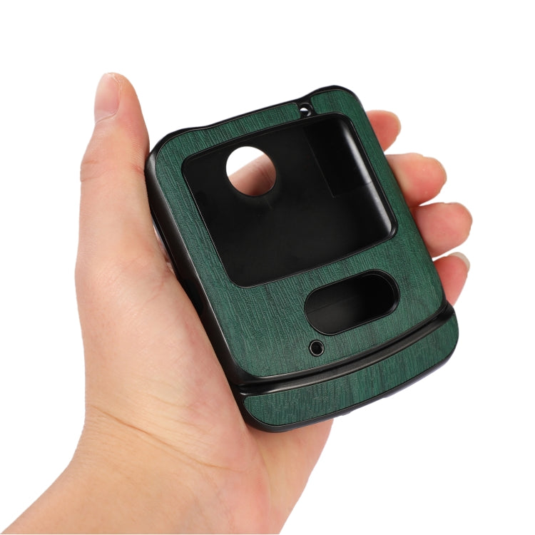 For Motorola Moto Razr 5G Wood Texture PU Phone Case