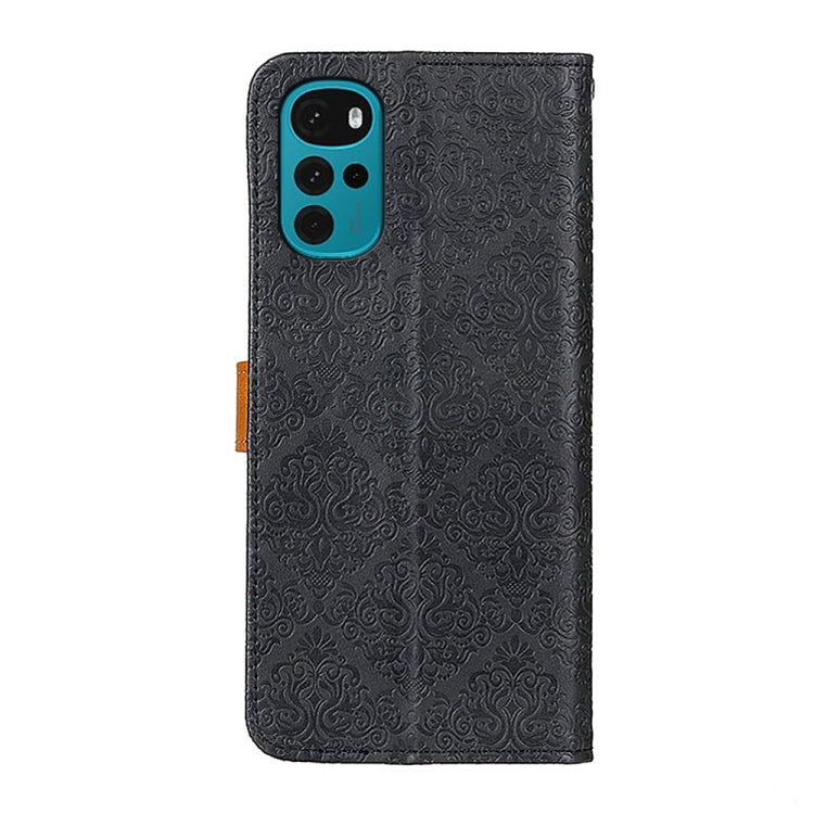 For Motorola Moto G22 European Floral Embossed Copper Buckle Leather Phone Case