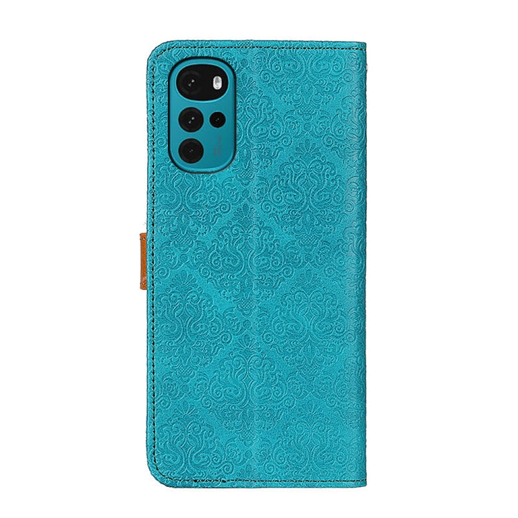For Motorola Moto G22 European Floral Embossed Copper Buckle Leather Phone Case