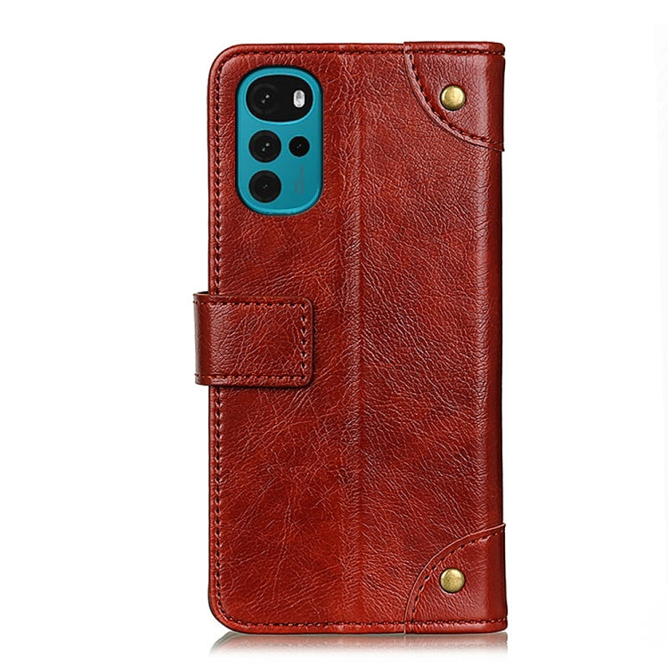 For Motorola Moto G22 Copper Buckle Nappa Texture Leather Phone Case