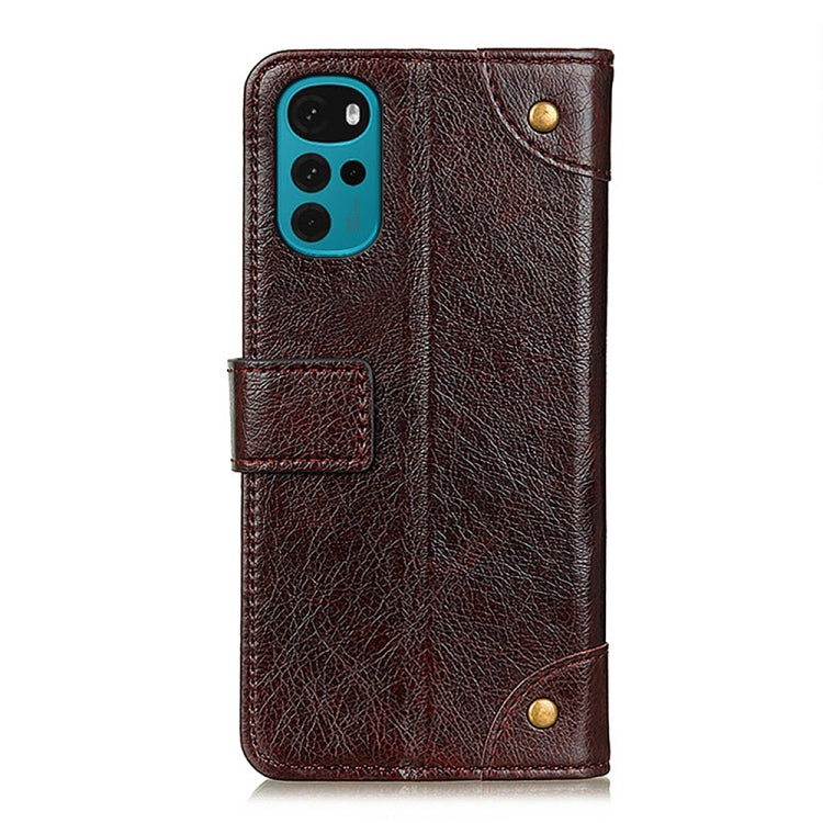 For Motorola Moto G22 Copper Buckle Nappa Texture Leather Phone Case