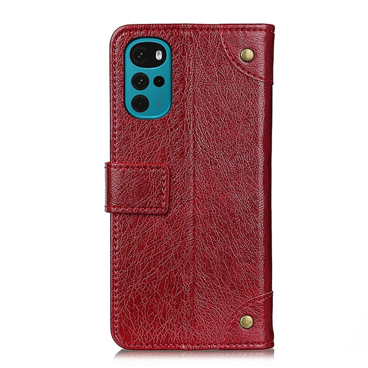 For Motorola Moto G22 Copper Buckle Nappa Texture Leather Phone Case