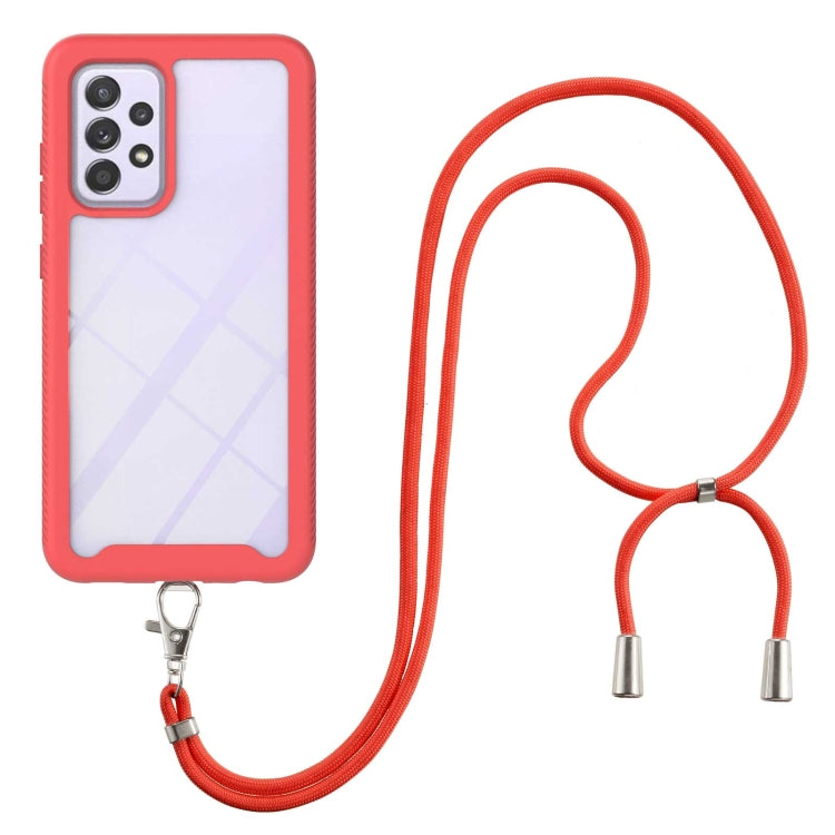For Samsung Galaxy A33 5G Starry Sky Solid Color Series Shockproof PC + TPU Protective Phone Case with Neck Strap