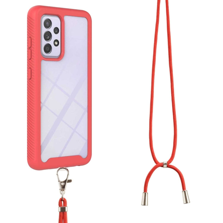 For Samsung Galaxy A33 5G Starry Sky Solid Color Series Shockproof PC + TPU Protective Phone Case with Neck Strap