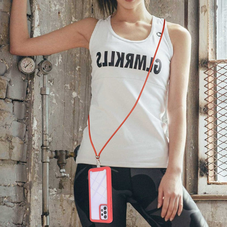 For Samsung Galaxy A33 5G Starry Sky Solid Color Series Shockproof PC + TPU Protective Phone Case with Neck Strap