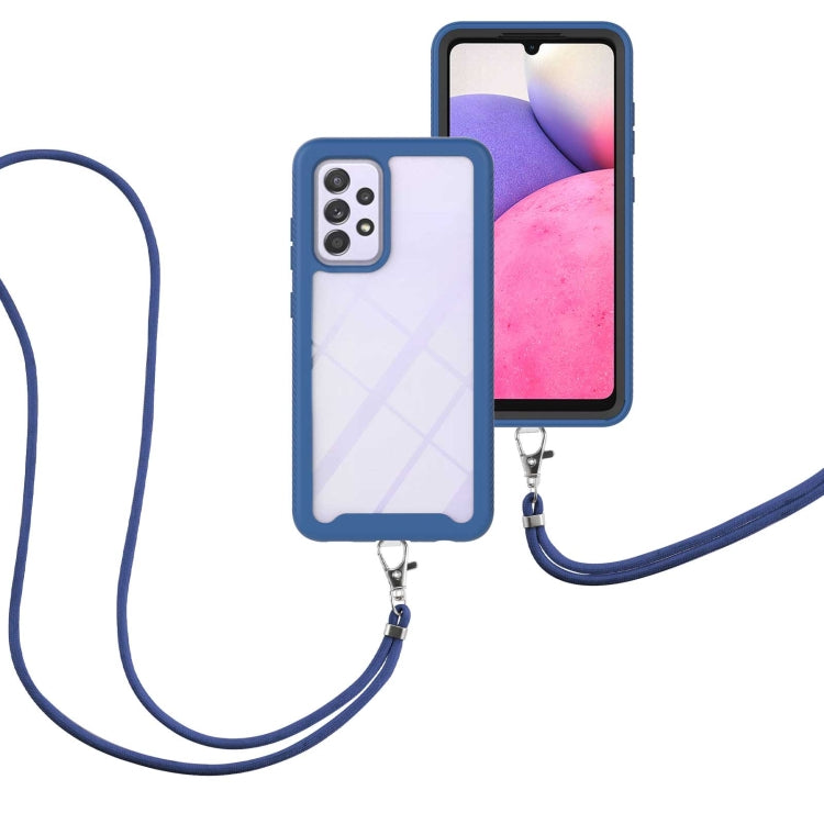 For Samsung Galaxy A33 5G Starry Sky Solid Color Series Shockproof PC + TPU Protective Phone Case with Neck Strap