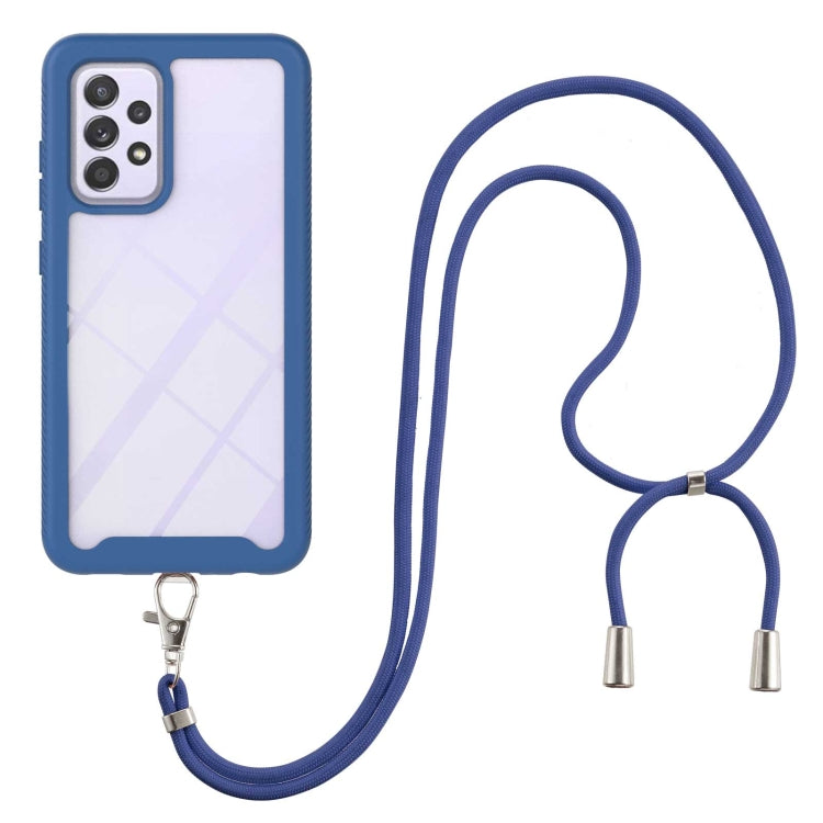 For Samsung Galaxy A33 5G Starry Sky Solid Color Series Shockproof PC + TPU Protective Phone Case with Neck Strap
