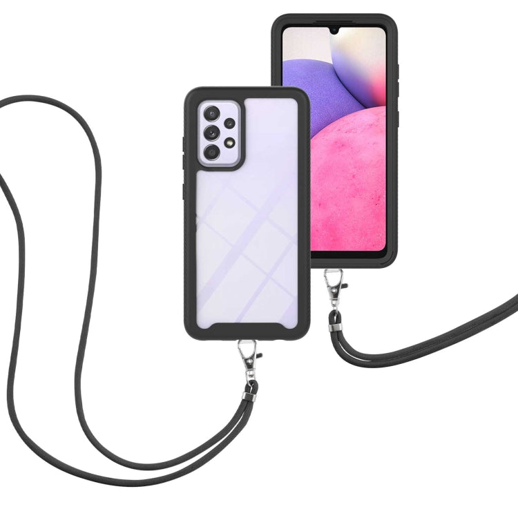 For Samsung Galaxy A33 5G Starry Sky Solid Color Series Shockproof PC + TPU Protective Phone Case with Neck Strap