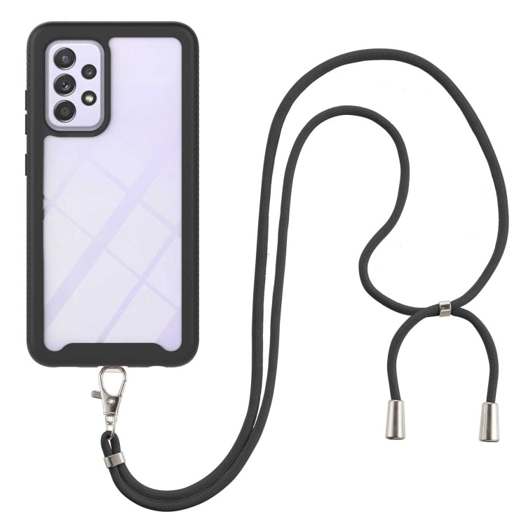 For Samsung Galaxy A33 5G Starry Sky Solid Color Series Shockproof PC + TPU Protective Phone Case with Neck Strap