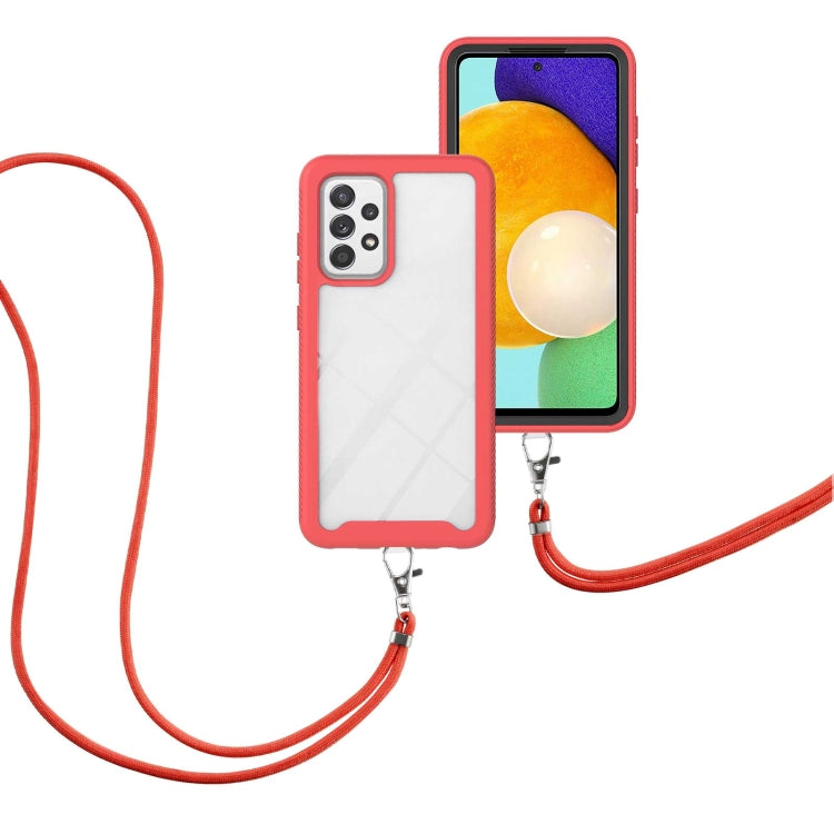 For Samsung Galaxy A53 5G Starry Sky Solid Color Series Shockproof PC + TPU Protective Phone Case with Neck Strap