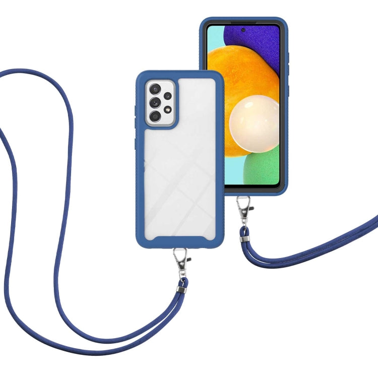 For Samsung Galaxy A53 5G Starry Sky Solid Color Series Shockproof PC + TPU Protective Phone Case with Neck Strap