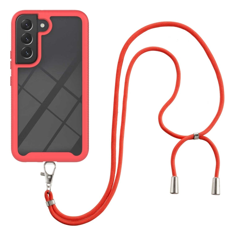 For Samsung Galaxy S22 5G Starry Sky Solid Color Series Shockproof PC + TPU Protective Phone Case with Neck Strap