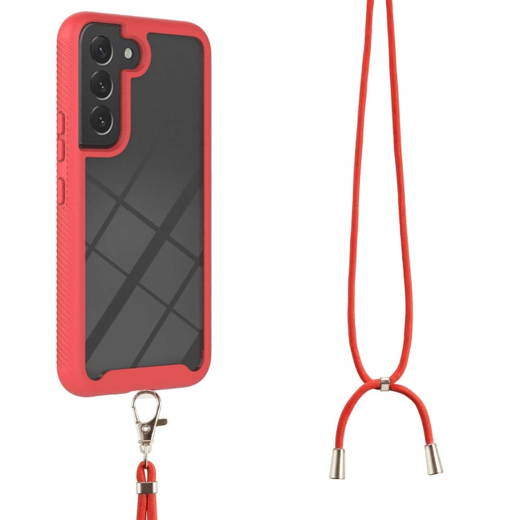 For Samsung Galaxy S22 5G Starry Sky Solid Color Series Shockproof PC + TPU Protective Phone Case with Neck Strap