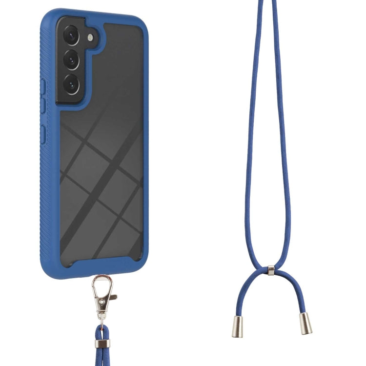 For Samsung Galaxy S22 5G Starry Sky Solid Color Series Shockproof PC + TPU Protective Phone Case with Neck Strap