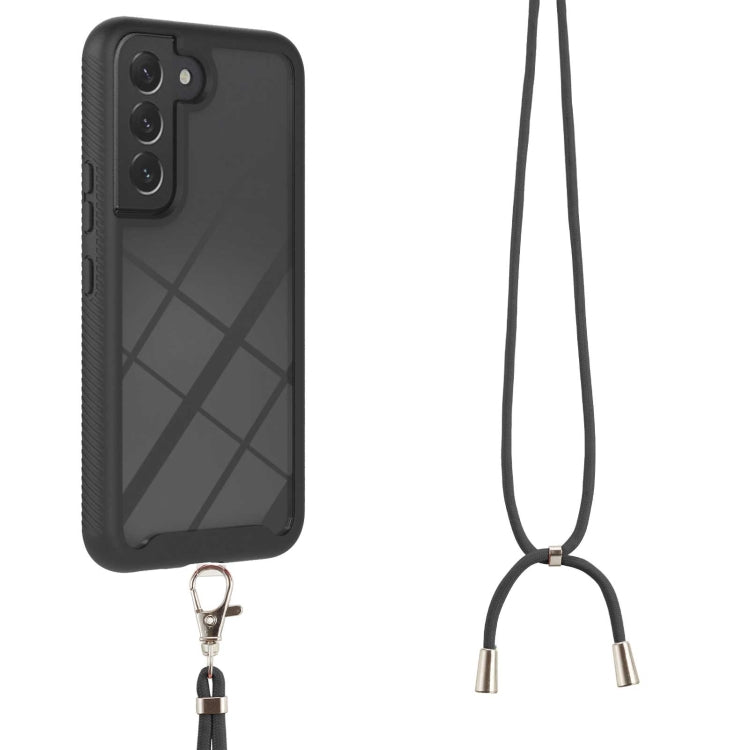 For Samsung Galaxy S22+ 5G Starry Sky Solid Color Series Shockproof PC + TPU Protective Phone Case with Neck Strap