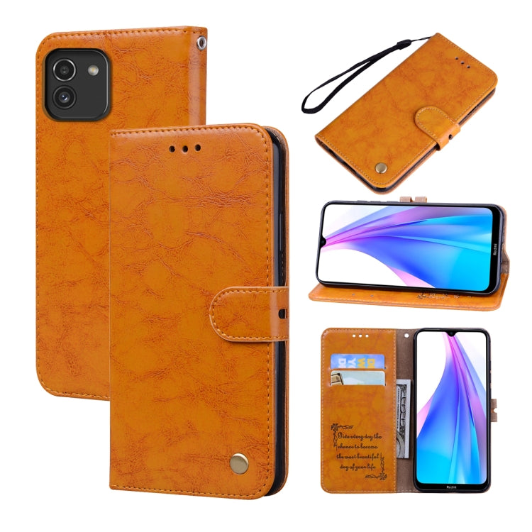 For Samsung Galaxy A03 164mm Oil Wax Texture Leather Phone Case