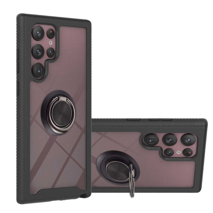 For Samsung Galaxy S22 Ultra Shockproof PC + TPU Phone Case with Ring Holder
