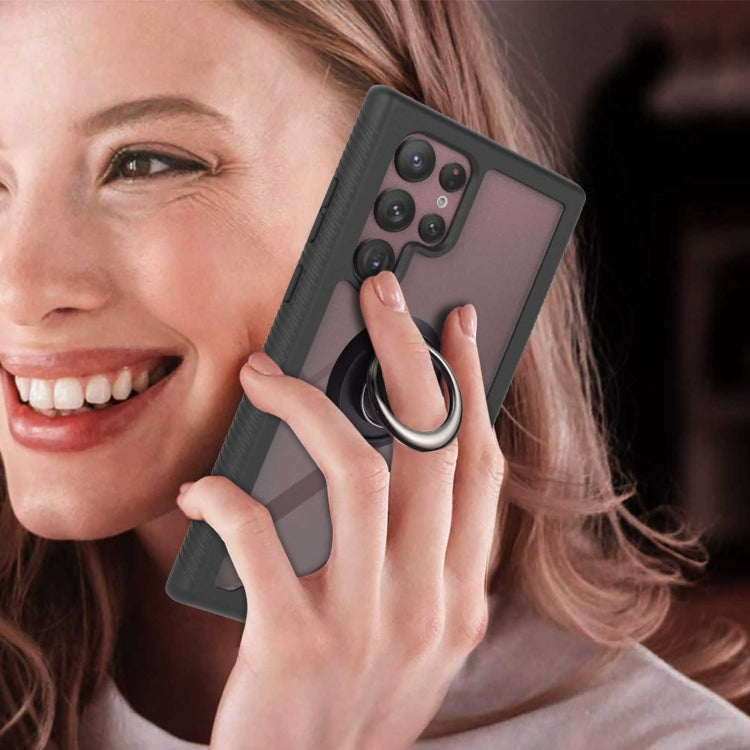 For Samsung Galaxy S22 Ultra Shockproof PC + TPU Phone Case with Ring Holder