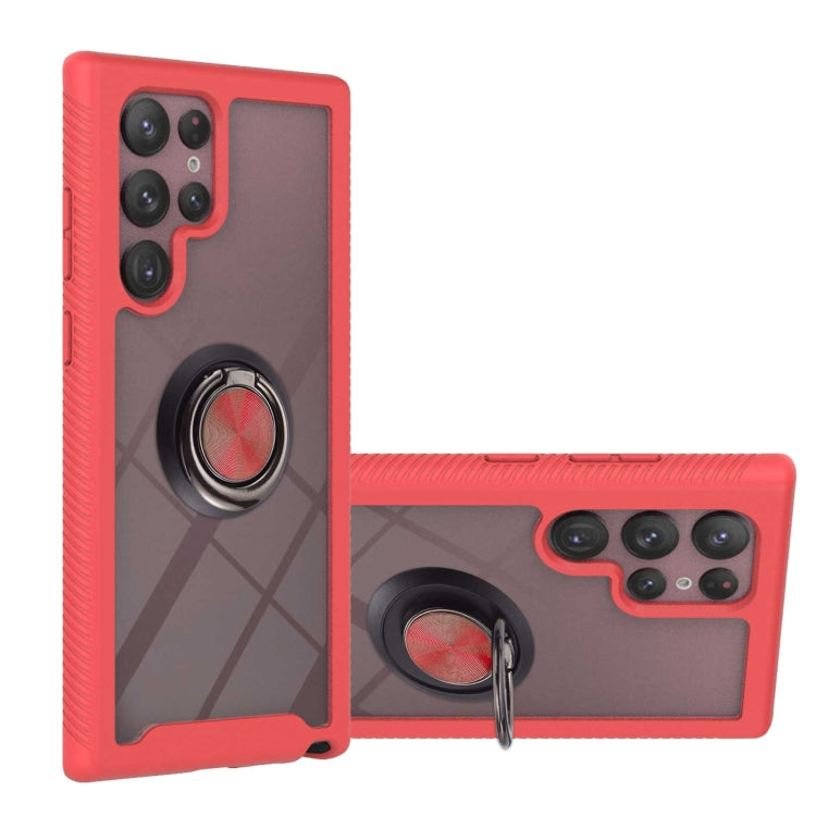 For Samsung Galaxy S22 Ultra Shockproof PC + TPU Phone Case with Ring Holder
