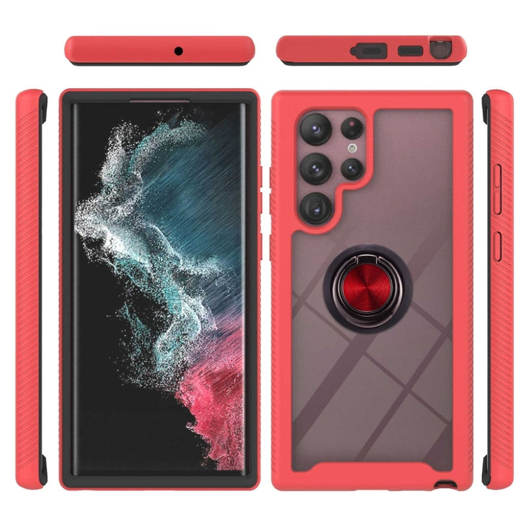 For Samsung Galaxy S22 Ultra Shockproof PC + TPU Phone Case with Ring Holder