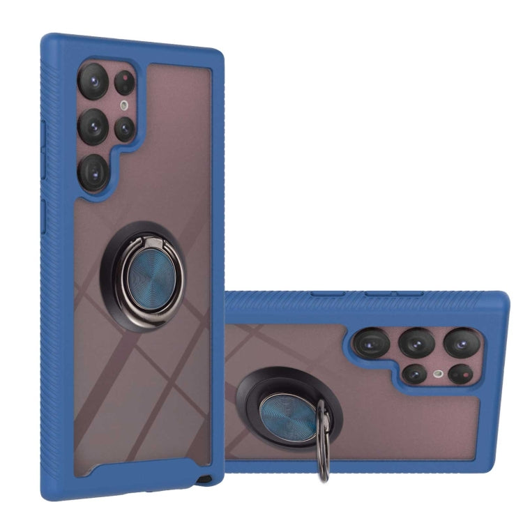 For Samsung Galaxy S22 Ultra Shockproof PC + TPU Phone Case with Ring Holder