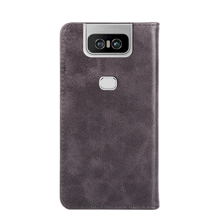For Asus Zenfone 6 ZS630KL Non-Magnetic Retro Texture Leather Phone Case