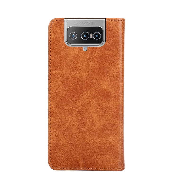 For Asus Zenfone 8 Flip ZS672KS Non-Magnetic Retro Texture Leather Phone Case