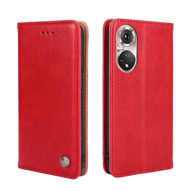 For Honor 50 Pro Non-Magnetic Retro Texture Leather Phone Case
