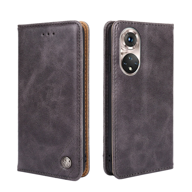 For Honor 50 Pro Non-Magnetic Retro Texture Leather Phone Case