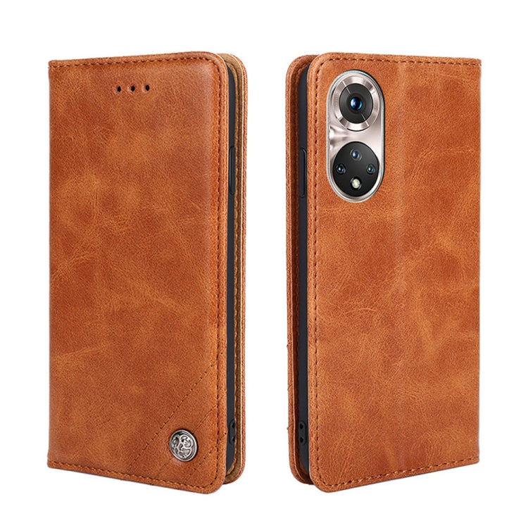 For Honor 50 Pro Non-Magnetic Retro Texture Leather Phone Case