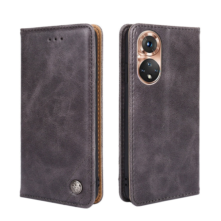For Honor 50 Non-Magnetic Retro Texture Leather Phone Case