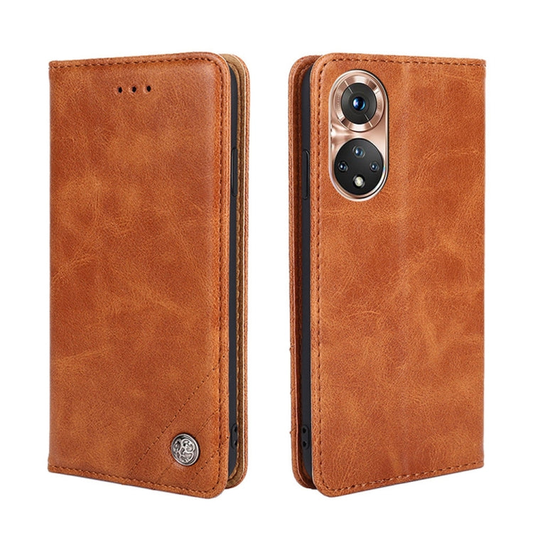 For Honor 50 Non-Magnetic Retro Texture Leather Phone Case