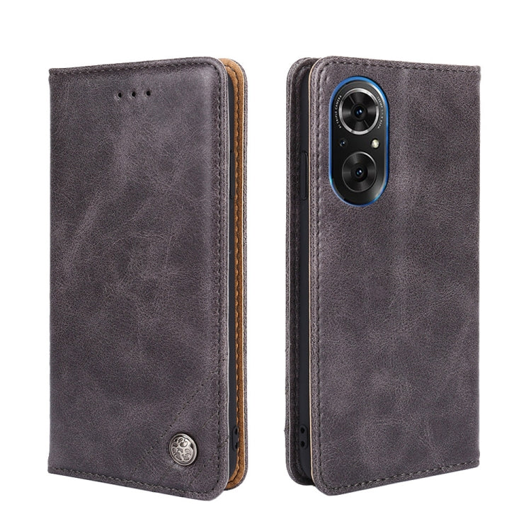 For Honor 50 SE Non-Magnetic Retro Texture Leather Phone Case