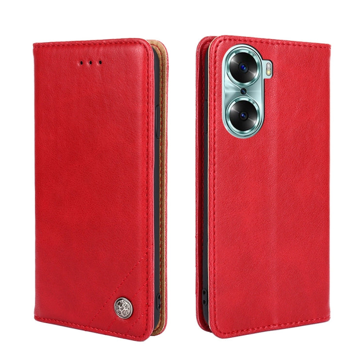 For Honor 60 Non-Magnetic Retro Texture Leather Phone Case