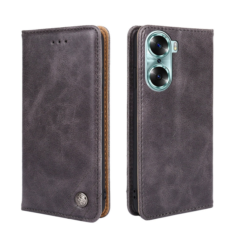 For Honor 60 Non-Magnetic Retro Texture Leather Phone Case