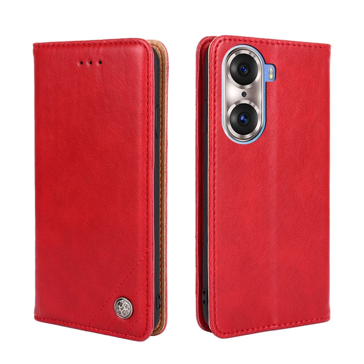 For Honor 60 Pro Non-Magnetic Retro Texture Leather Phone Case