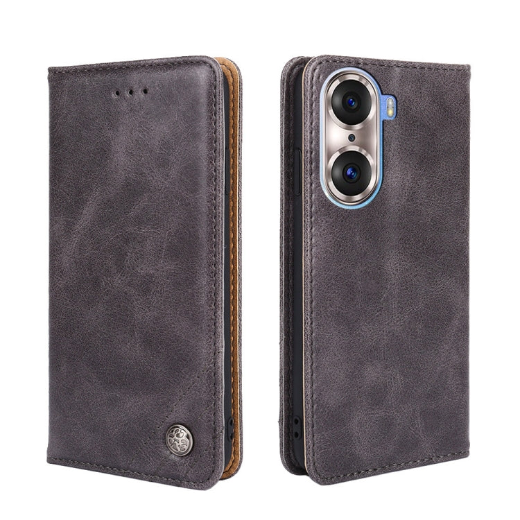 For Honor 60 Pro Non-Magnetic Retro Texture Leather Phone Case