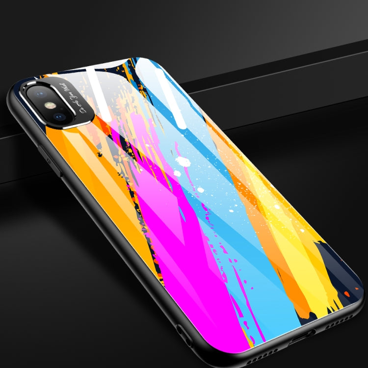 For iPhone XS / X Shockproof Full Coverage Colorful Glass Mirror Protective Case