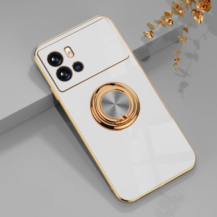 For vivo iQOO 9 6D Electroplating Full Coverage Silicone Phone Case with Magnetic Ring Holder