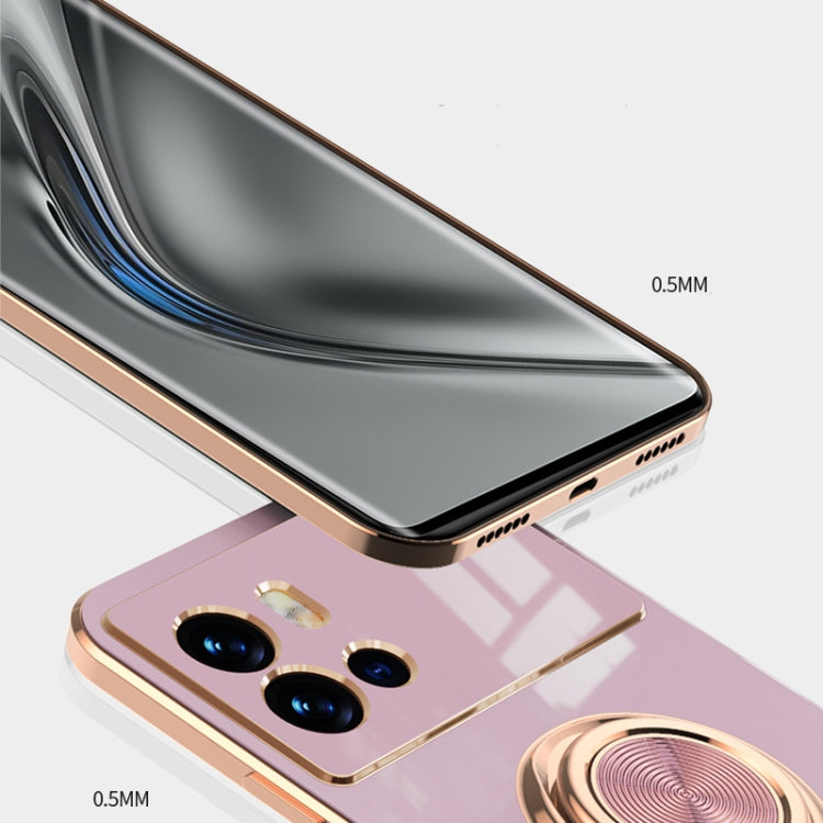 For vivo iQOO 9 6D Electroplating Full Coverage Silicone Phone Case with Magnetic Ring Holder