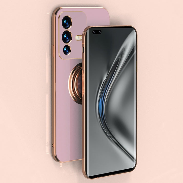 For vivo S12 6D Electroplating Full Coverage Silicone Phone Case with Magnetic Ring Holder